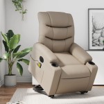 vidaXL Fotoliu electric masaj rabatabil cu ridicare, cappuccino