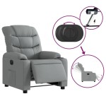vidaXL Fotoliu rabatabil electric, gri deschis, textil