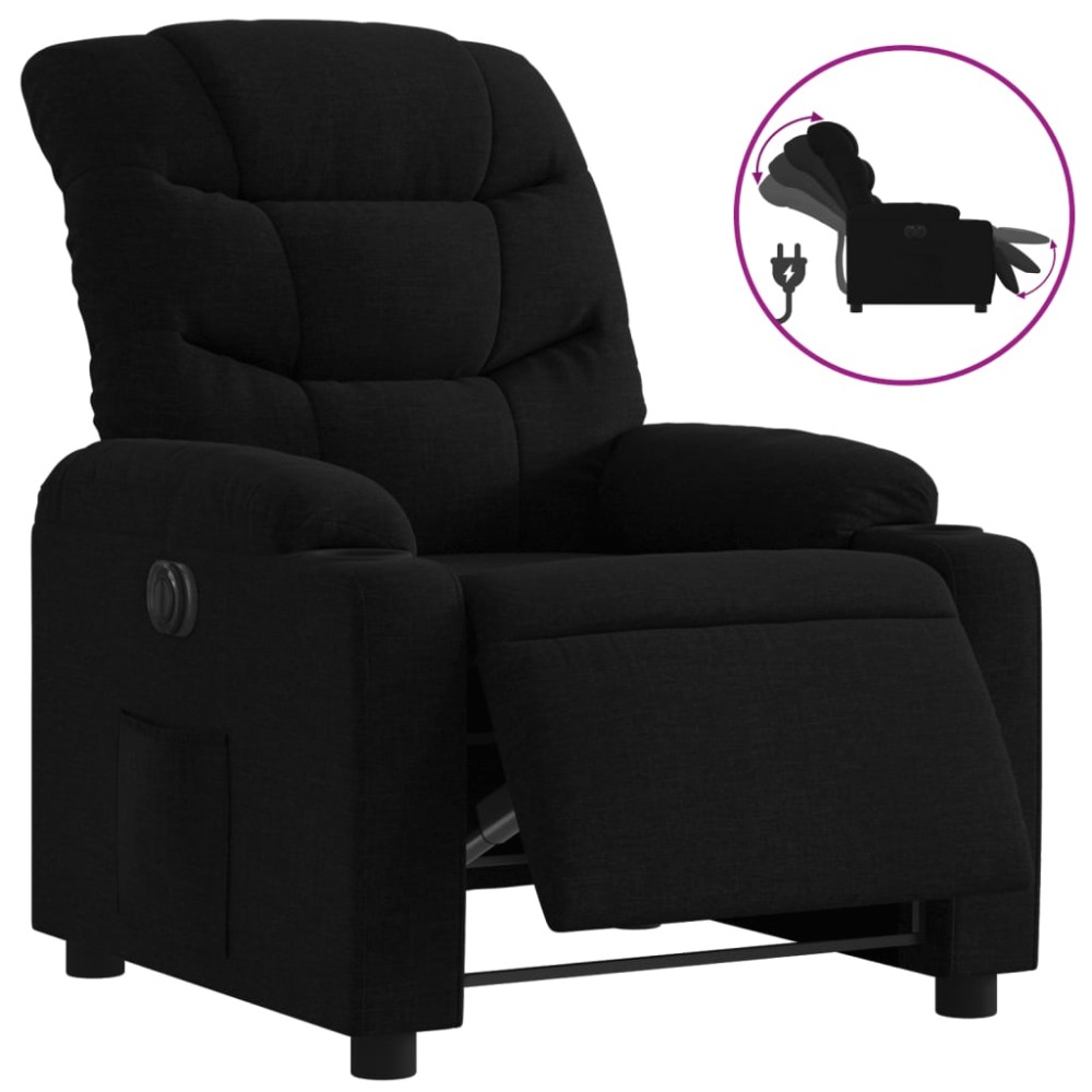 vidaXL Fotoliu rabatabil electric, negru, material textil