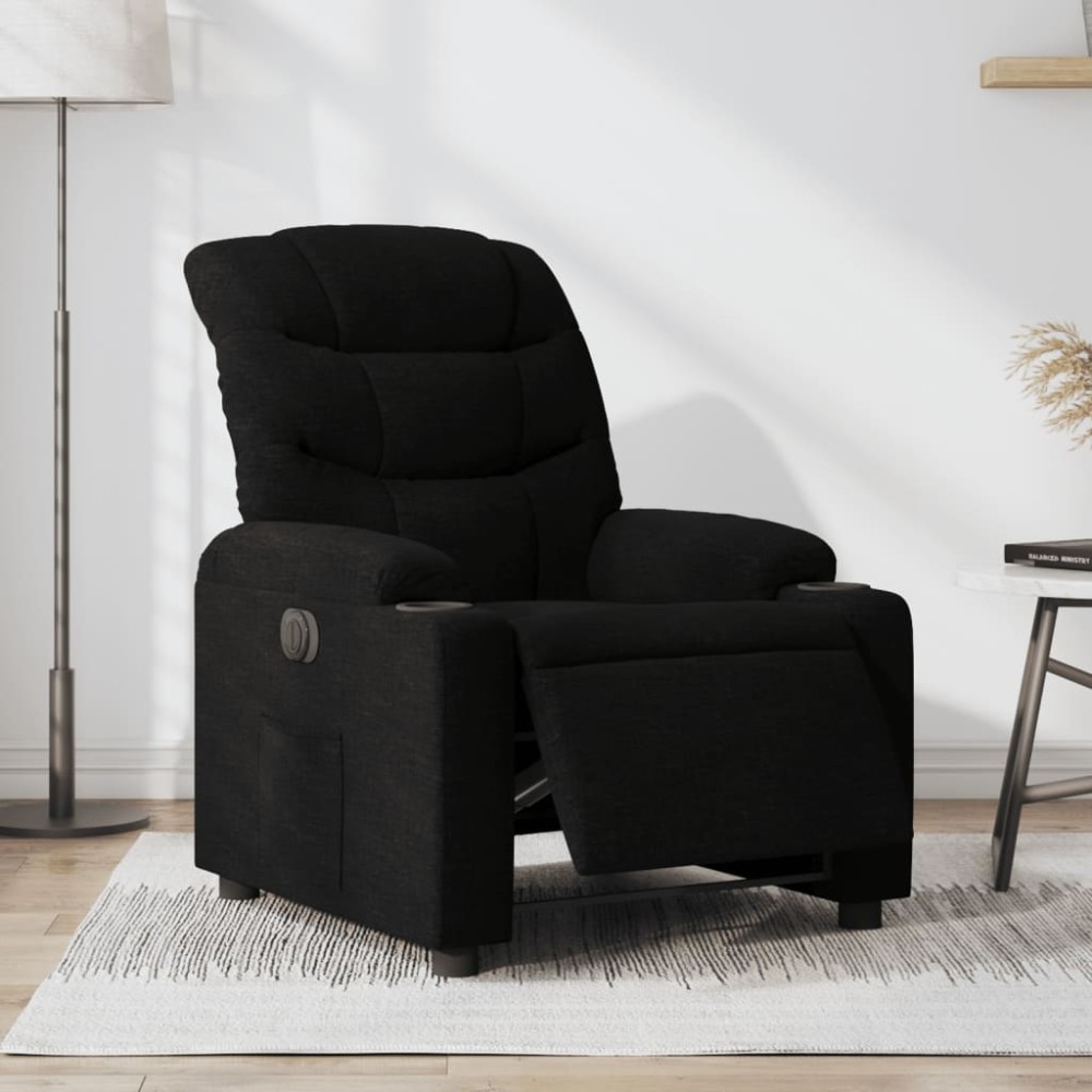 vidaXL Fotoliu rabatabil electric, negru, material textil
