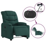 vidaXL Fotoliu rabatabil electric, verde închis, material textil vidaXL Fotoliu rabatabil electric, verde închis, material textil