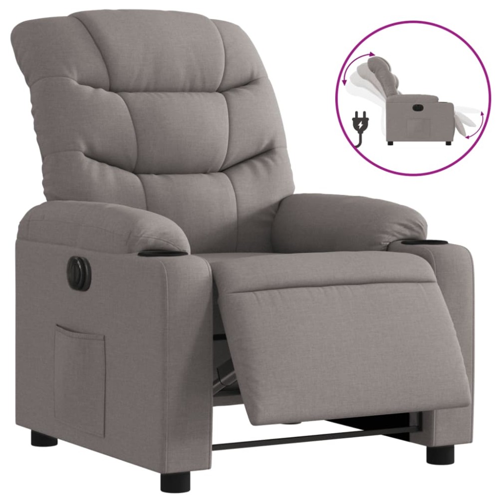 vidaXL Fotoliu rabatabil electric, gri taupe, material textil