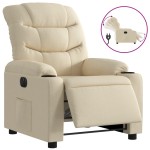vidaXL Fotoliu rabatabil electric, crem, material textil