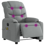 vidaXL Fotoliu electric de masaj rabatabil, gri deschis, microfibră