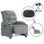 vidaXL Fotoliu electric de masaj rabatabil, gri deschis, microfibră