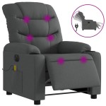 vidaXL Fotoliu electric de masaj rabatabil, gri închis, textil