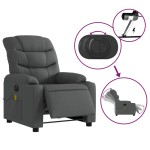 vidaXL Fotoliu electric de masaj rabatabil, gri închis, textil