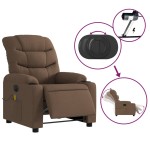 vidaXL Fotoliu electric de masaj rabatabil, maro, textil