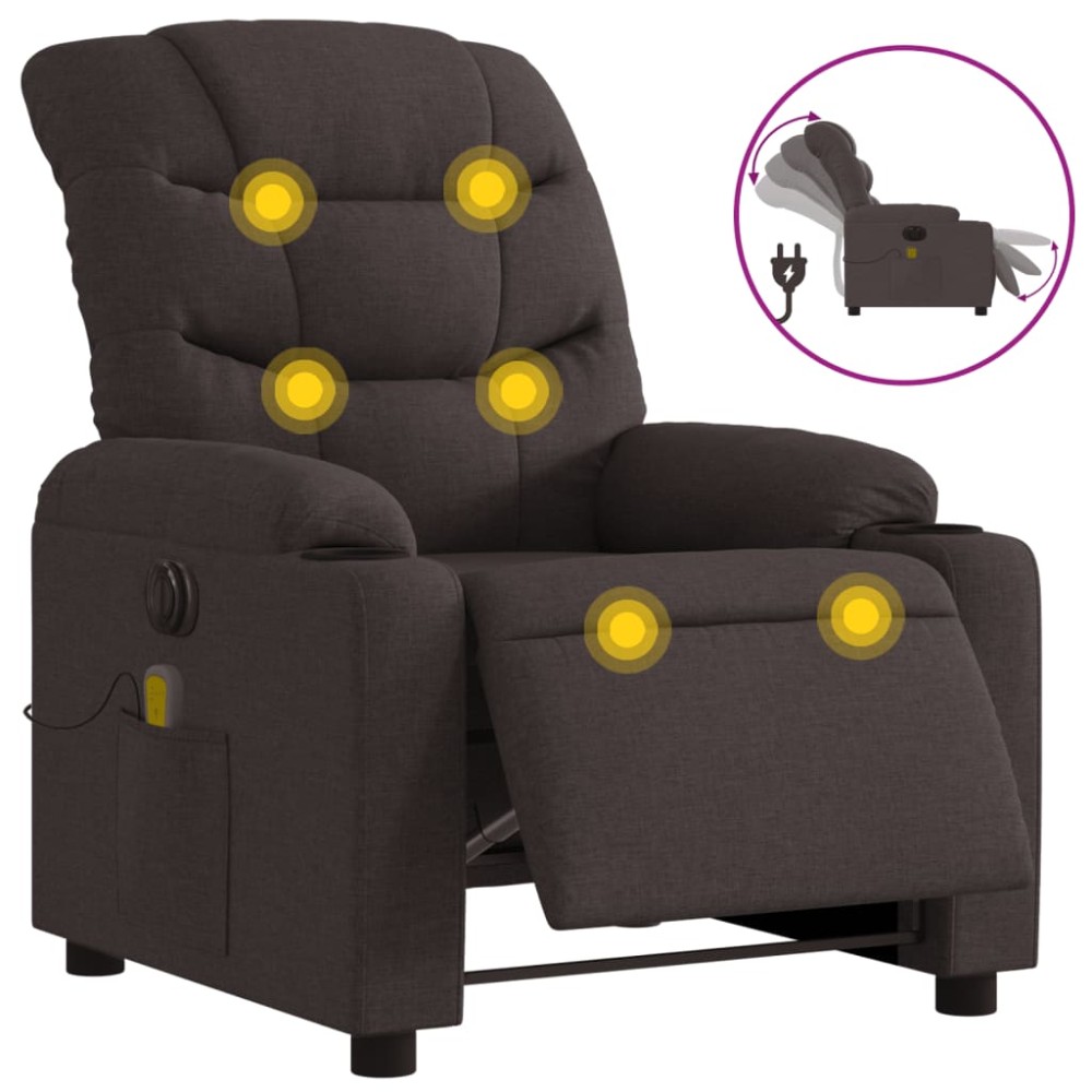 vidaXL Fotoliu electric de masaj rabatabil, maro închis, textil