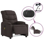 vidaXL Fotoliu electric de masaj rabatabil, maro închis, textil