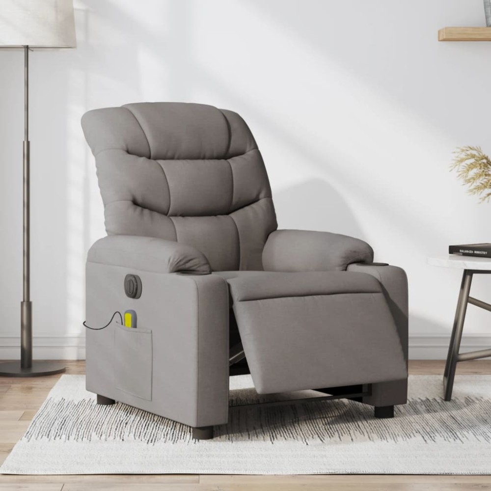 vidaXL Fotoliu electric de masaj rabatabil, gri taupe, textil
