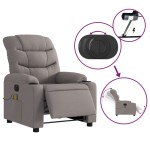 vidaXL Fotoliu electric de masaj rabatabil, gri taupe, textil