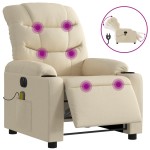 vidaXL Fotoliu electric de masaj rabatabil, crem, textil