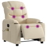 vidaXL Fotoliu electric de masaj rabatabil, crem, textil