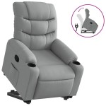 vidaXL Fotoliu rabatabil cu ridicare, gri deschis, material textil
