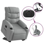 vidaXL Fotoliu rabatabil cu ridicare, gri deschis, material textil