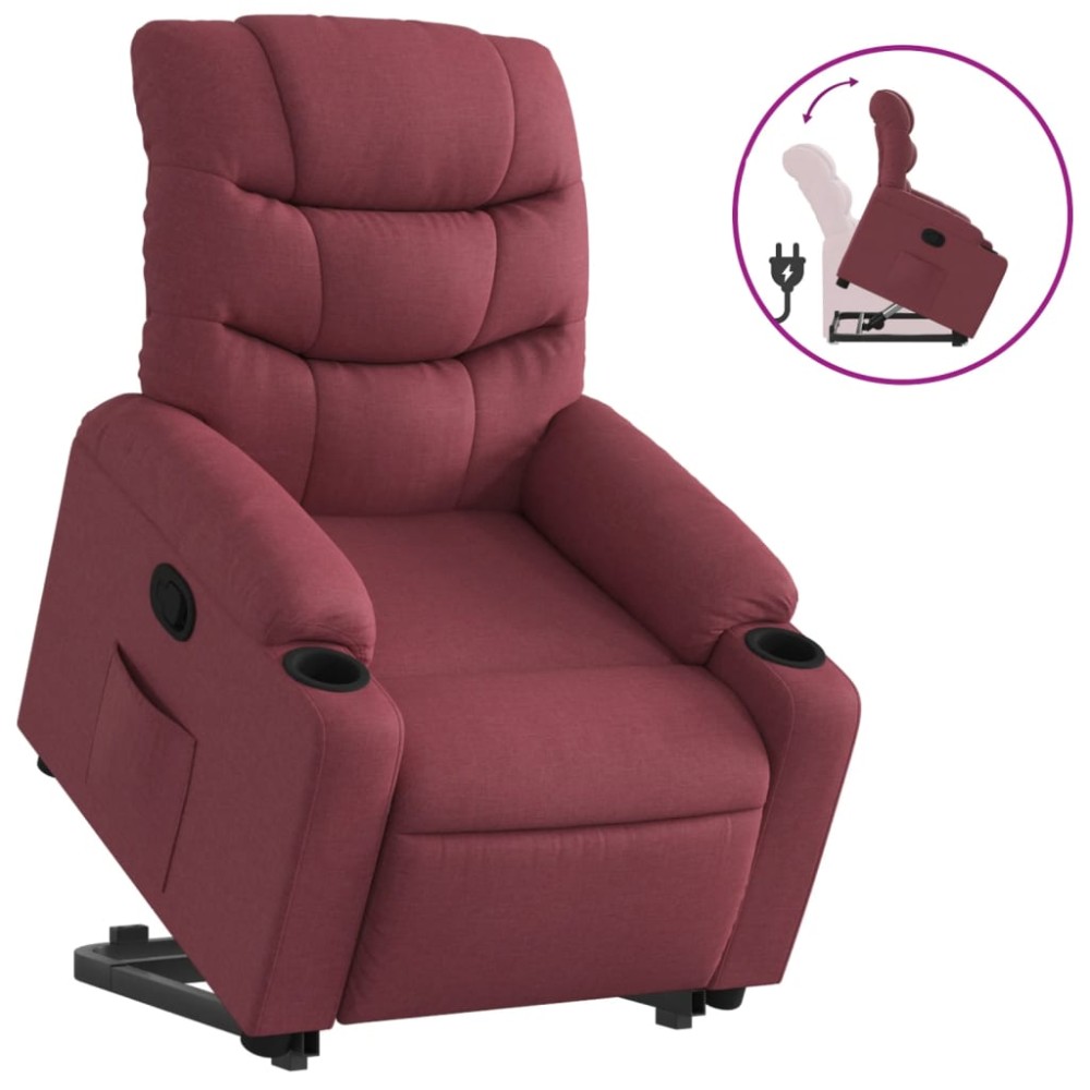 vidaXL Fotoliu rabatabil cu ridicare, roșu vin, material textil