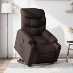 vidaXL Fotoliu rabatabil cu ridicare pe verticală, maro închis, textil