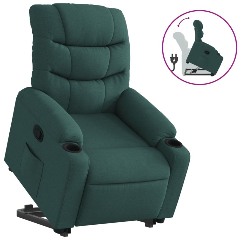 vidaXL Fotoliu rabatabil ridicare pe verticală, verde închis, textil