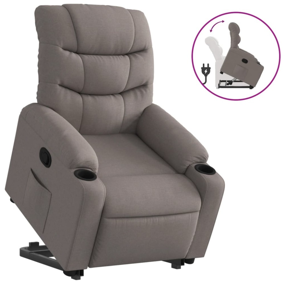 vidaXL Fotoliu rabatabil cu ridicare pe verticală, gri taupe, textil