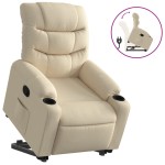vidaXL Fotoliu rabatabil cu ridicare pe verticală, crem, textil