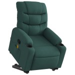 vidaXL Fotoliu rabatabil de masaj, cu ridicare, verde închis, textil