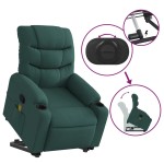 vidaXL Fotoliu rabatabil de masaj, cu ridicare, verde închis, textil