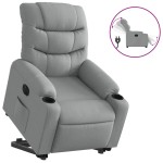 vidaXL Fotoliu electric rabatabil cu ridicare, gri deschis, textil