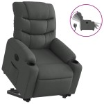 vidaXL Fotoliu electric rabatabil cu ridicare, gri închis, textil
