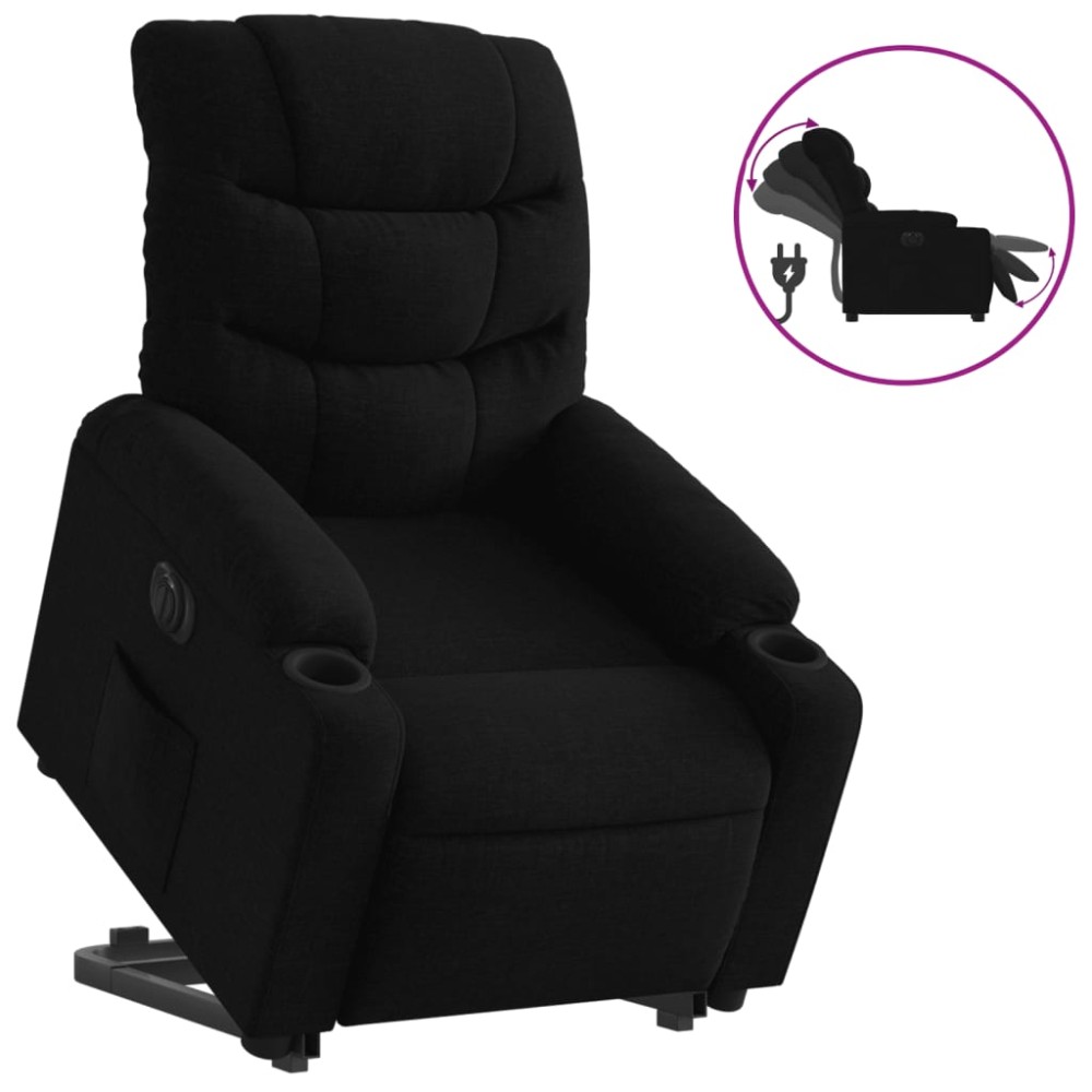 vidaXL Fotoliu electric rabatabil cu ridicare, negru, textil