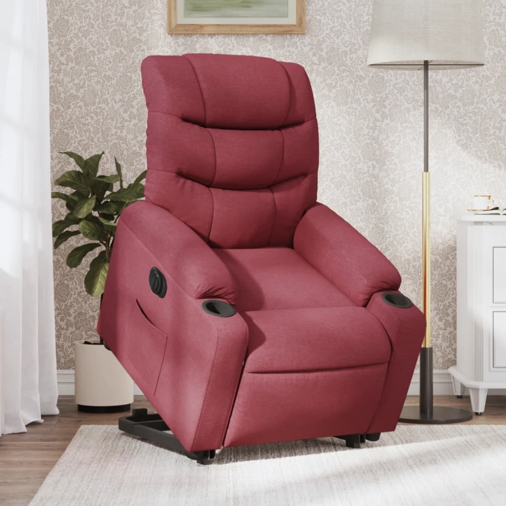 vidaXL Fotoliu electric rabatabil cu ridicare, roșu vin, textil