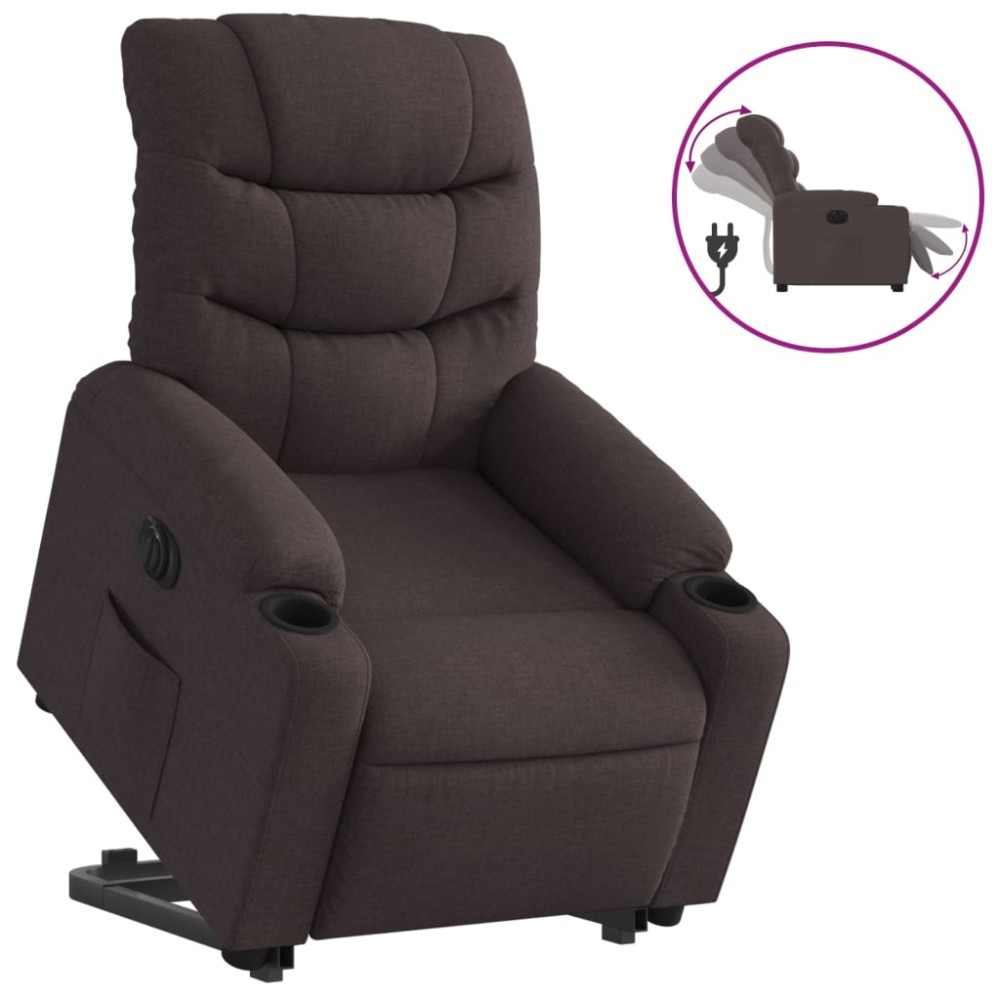 vidaXL Fotoliu electric rabatabil cu ridicare, maro închis, textil