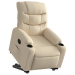 vidaXL Fotoliu electric rabatabil cu ridicare, crem, textil