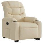 vidaXL Fotoliu electric rabatabil cu ridicare, crem, textil
