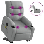 vidaXL Fotoliu electric masaj rabatabil cu ridicare, gri închis textil