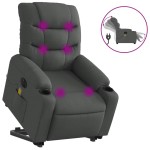 vidaXL Fotoliu electric masaj rabatabil cu ridicare, gri închis textil vidaXL Fotoliu electric masaj rabatabil cu ridicare, gri închis textil