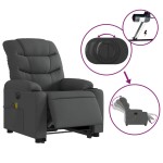 vidaXL Fotoliu electric masaj rabatabil cu ridicare, gri închis textil vidaXL Fotoliu electric masaj rabatabil cu ridicare, gri închis textil