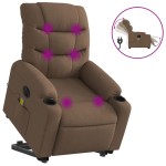 vidaXL Fotoliu electric de masaj rabatabil cu ridicare, maro, textil vidaXL Fotoliu electric de masaj rabatabil cu ridicare, maro, textil