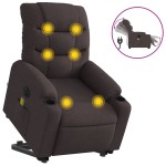 vidaXL Fotoliu electric masaj rabatabil cu ridicare maro închis textil vidaXL Fotoliu electric masaj rabatabil cu ridicare maro închis textil