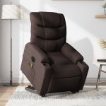 vidaXL Fotoliu electric masaj rabatabil cu ridicare maro închis textil vidaXL Fotoliu electric masaj rabatabil cu ridicare maro închis textil