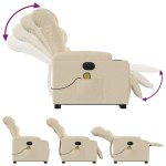 vidaXL Fotoliu electric de masaj rabatabil cu ridicare, crem, textil vidaXL Fotoliu electric de masaj rabatabil cu ridicare, crem, textil
