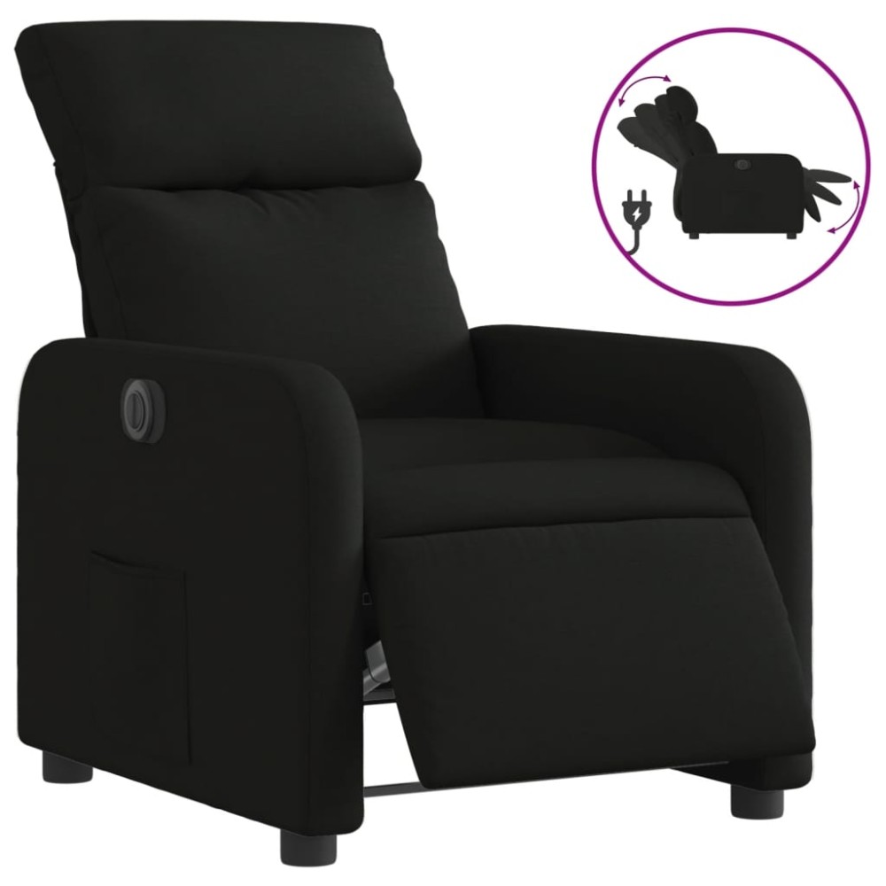 vidaXL Fotoliu rabatabil electric, negru, material textil