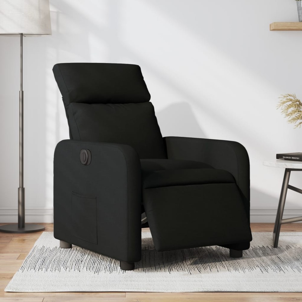 vidaXL Fotoliu rabatabil electric, negru, material textil