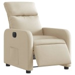 vidaXL Fotoliu rabatabil electric, crem, material textil