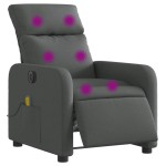vidaXL Fotoliu electric de masaj rabatabil, gri închis, textil