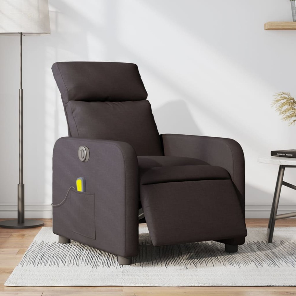 vidaXL Fotoliu electric de masaj rabatabil, maro închis, textil