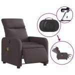 vidaXL Fotoliu electric de masaj rabatabil, maro închis, textil