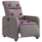vidaXL Fotoliu electric de masaj rabatabil, gri taupe, textil