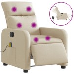vidaXL Fotoliu electric de masaj rabatabil, crem, textil