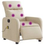 vidaXL Fotoliu electric de masaj rabatabil, crem, textil